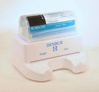 Denbur Single-Take Dispenser with Pod of 150 Magic Brush Micro Applicators, Small, Pastel Blue