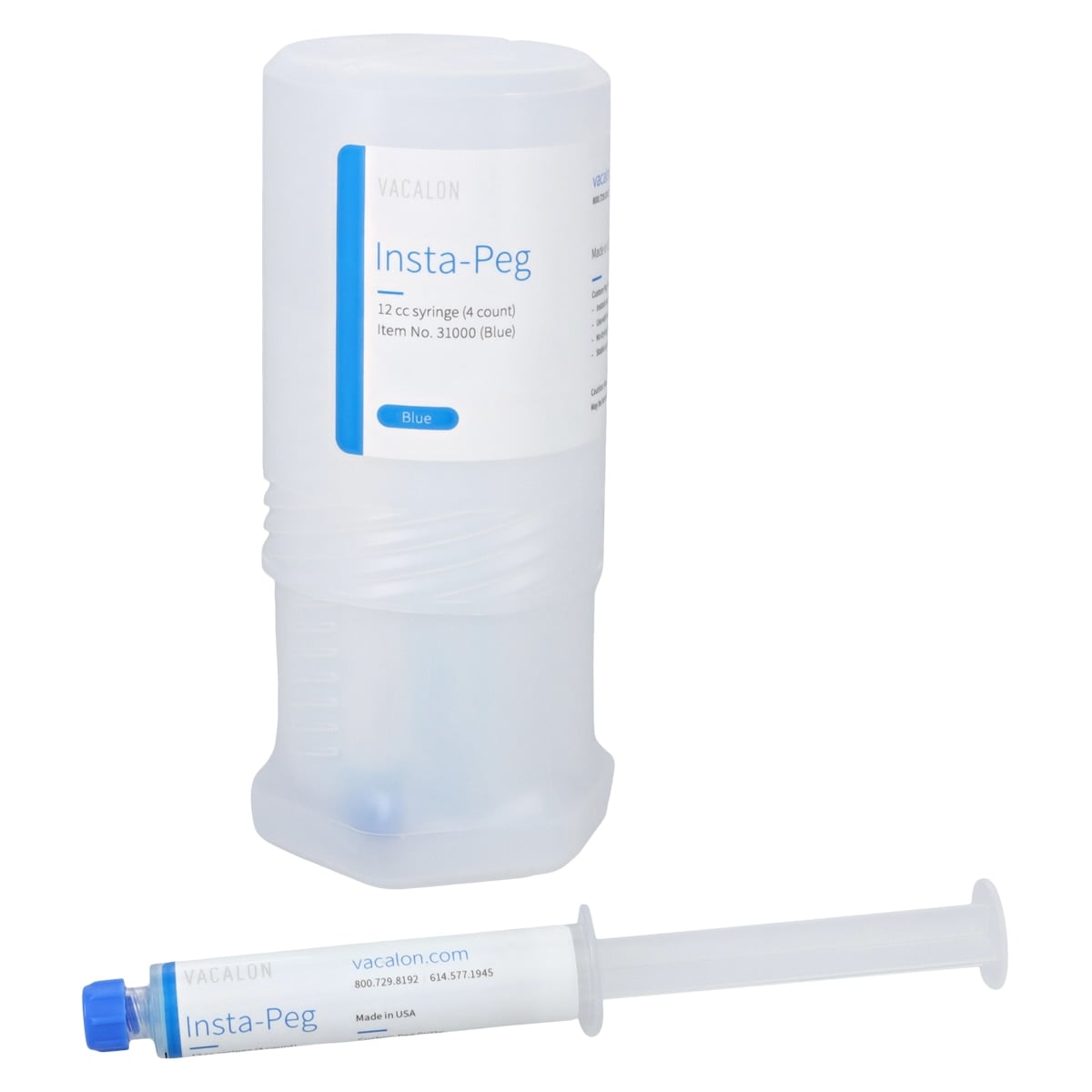 Insta-Peg Custom Refractory Putty Material, Blue, 12cc Syringe, 4/Pk