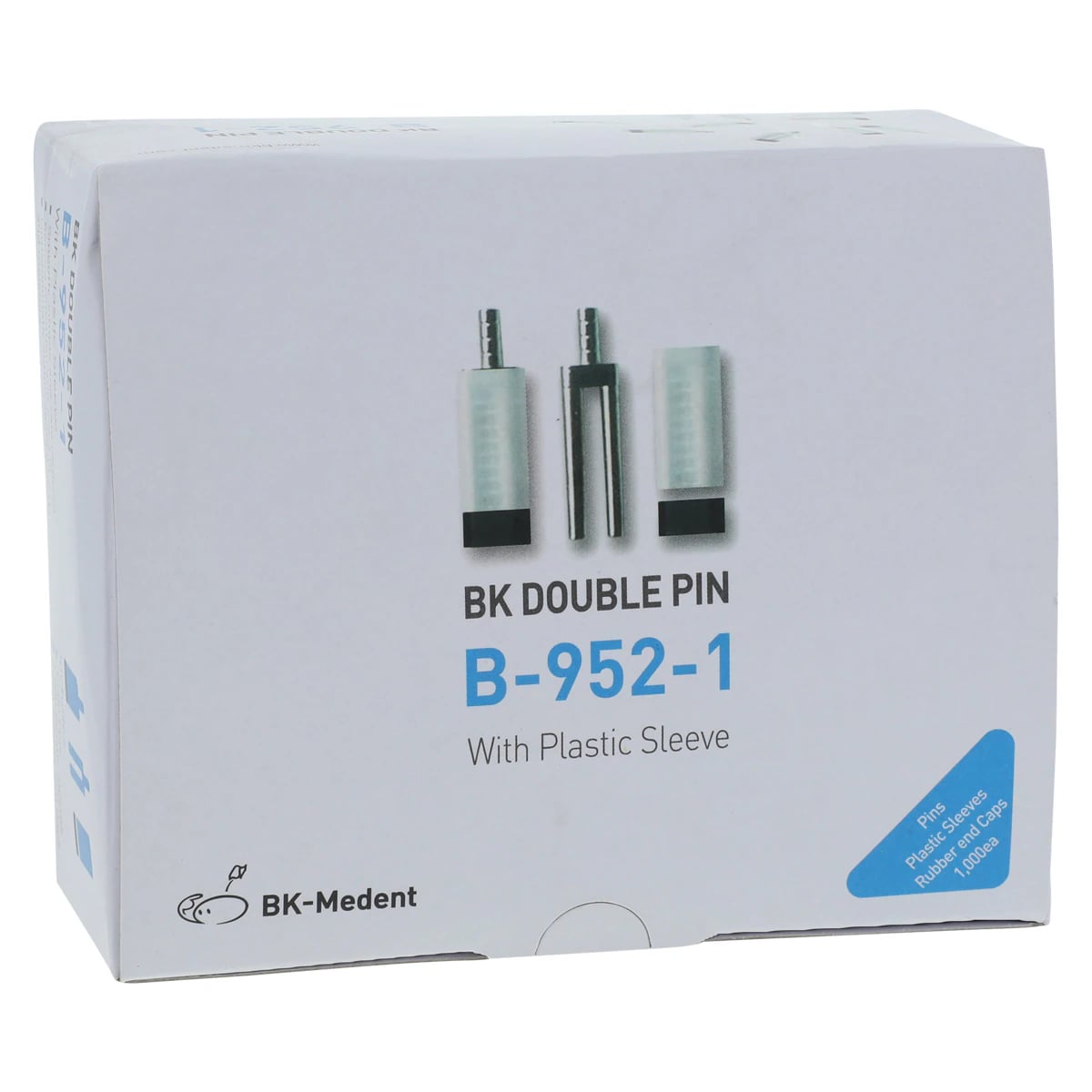 BK-Medent Double Pins with Plastic Sleeves, 1000/Package