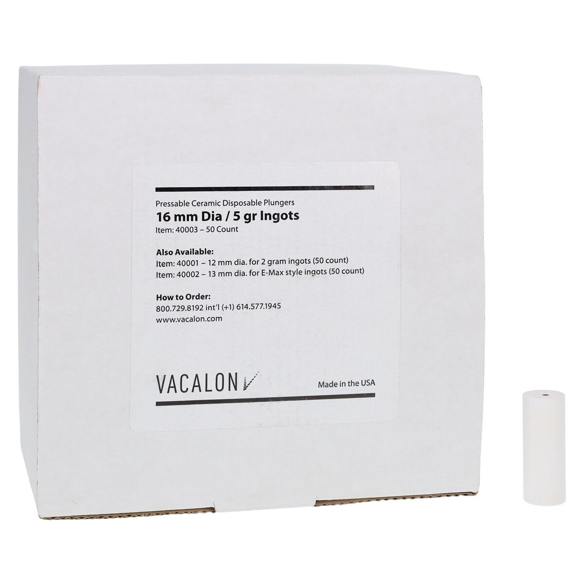 Vacalon Disposable Plungers, Pressable Ceramic, 16mm Diameter, 50/Box, 01KT8PD580XKC651RYCRRB1TY7