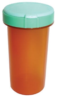 ScriptPro Medicine Vial, Plastic, 13 Dram, Amber/Green, Reusable, Non-Sterile, 100/Case