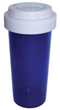 Clarke Container Medicine Vial, Plastic, 60 Dram, Blue, Reusable, 90/Case
