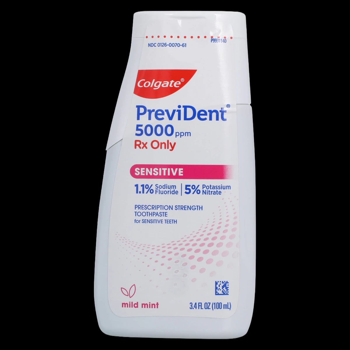 PreviDent 5000 ppm Sensitive Toothpaste, 1.1% NaF, Liquid Gel, Mint, 3.4 oz, Rx Only