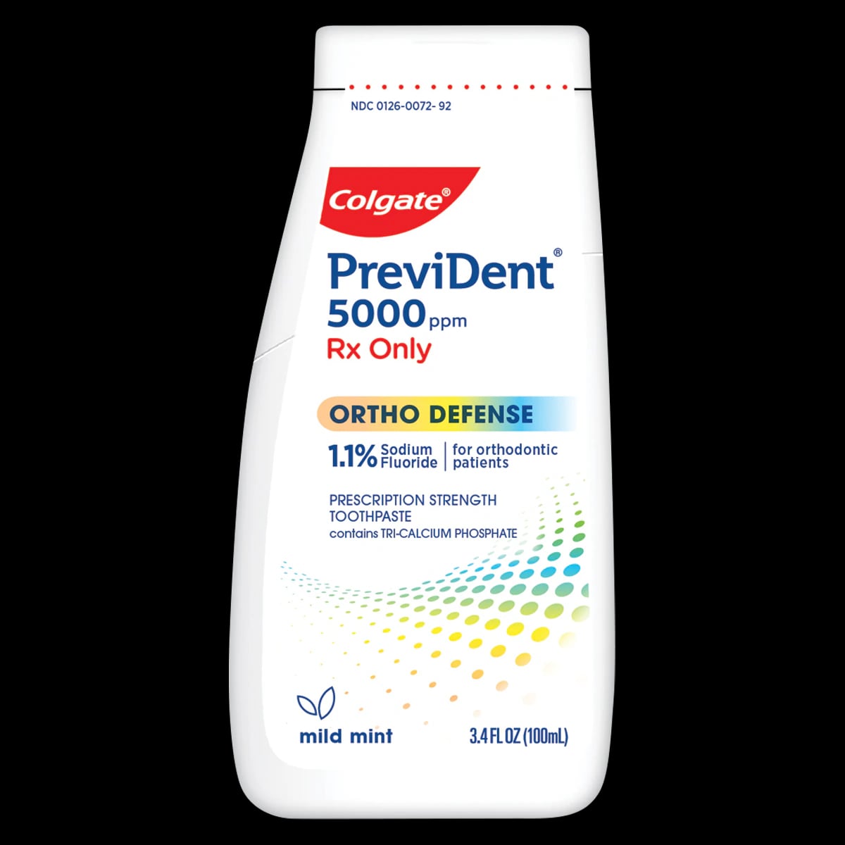 Colgate PreviDent Ortho Defense Toothpaste, 1.1% Sodium Fluoride, Liquid Gel, Mild Mint, 3.4 oz/Bottle, Rx Only
