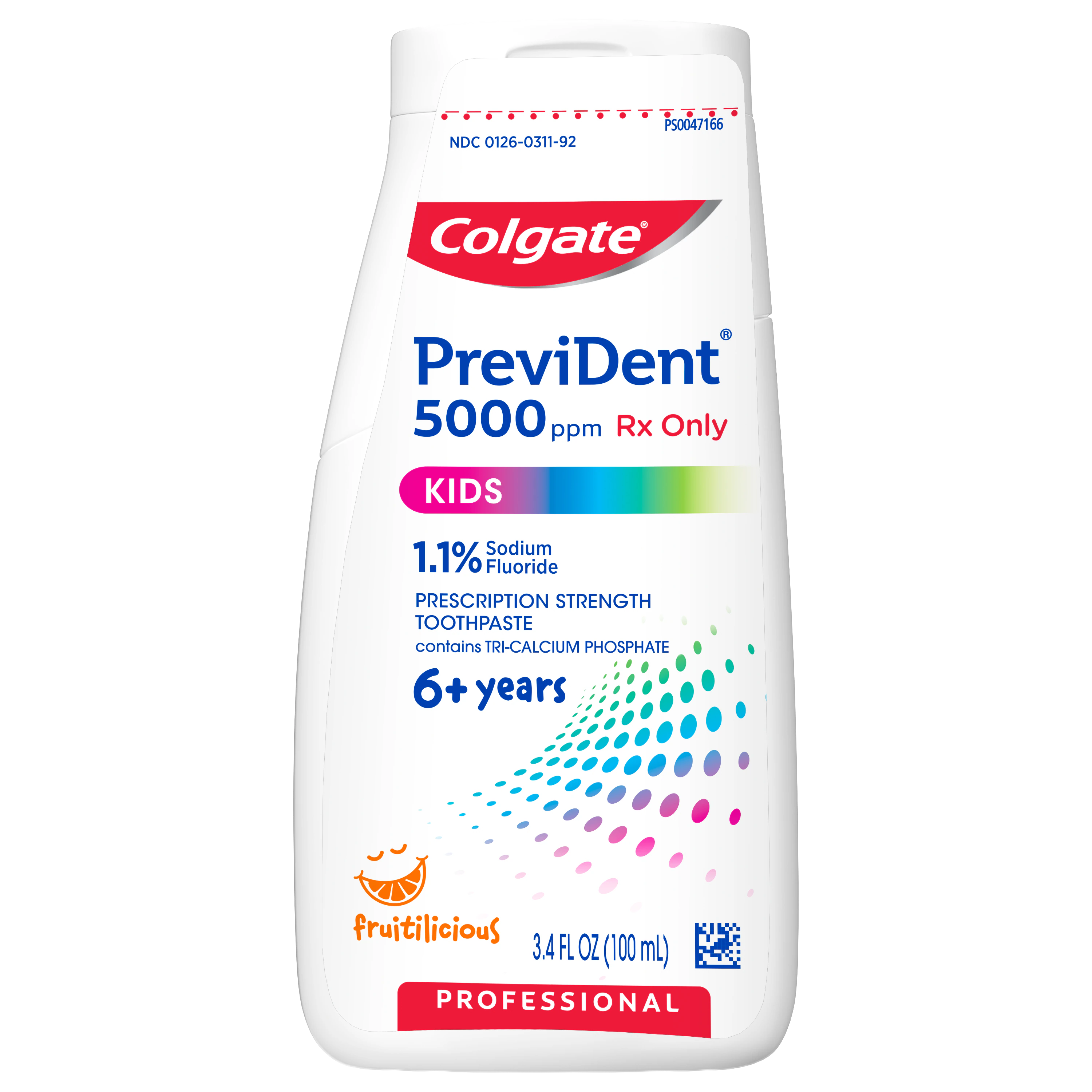 Colgate PreviDent 5000 ppm Kids 1.1% Sodium Fluoride Toothpaste Gel, Fruitilicious Flavor, 3.4 oz, Rx Only