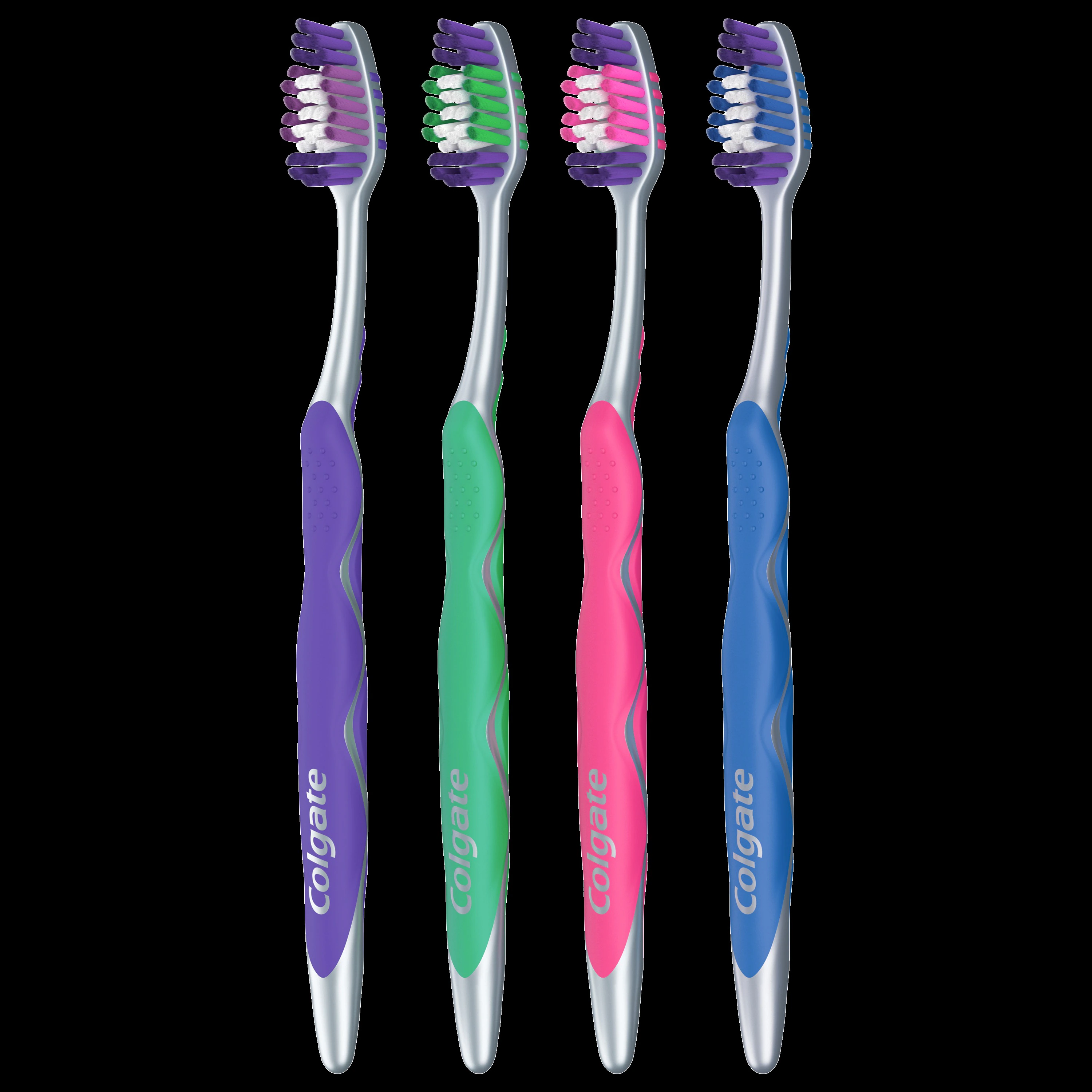 Colgate Wave ZigZag Toothbrush, Adult, 38 Tuft, Compact, Soft, With Attached Tongue Cleaner, 6/Box