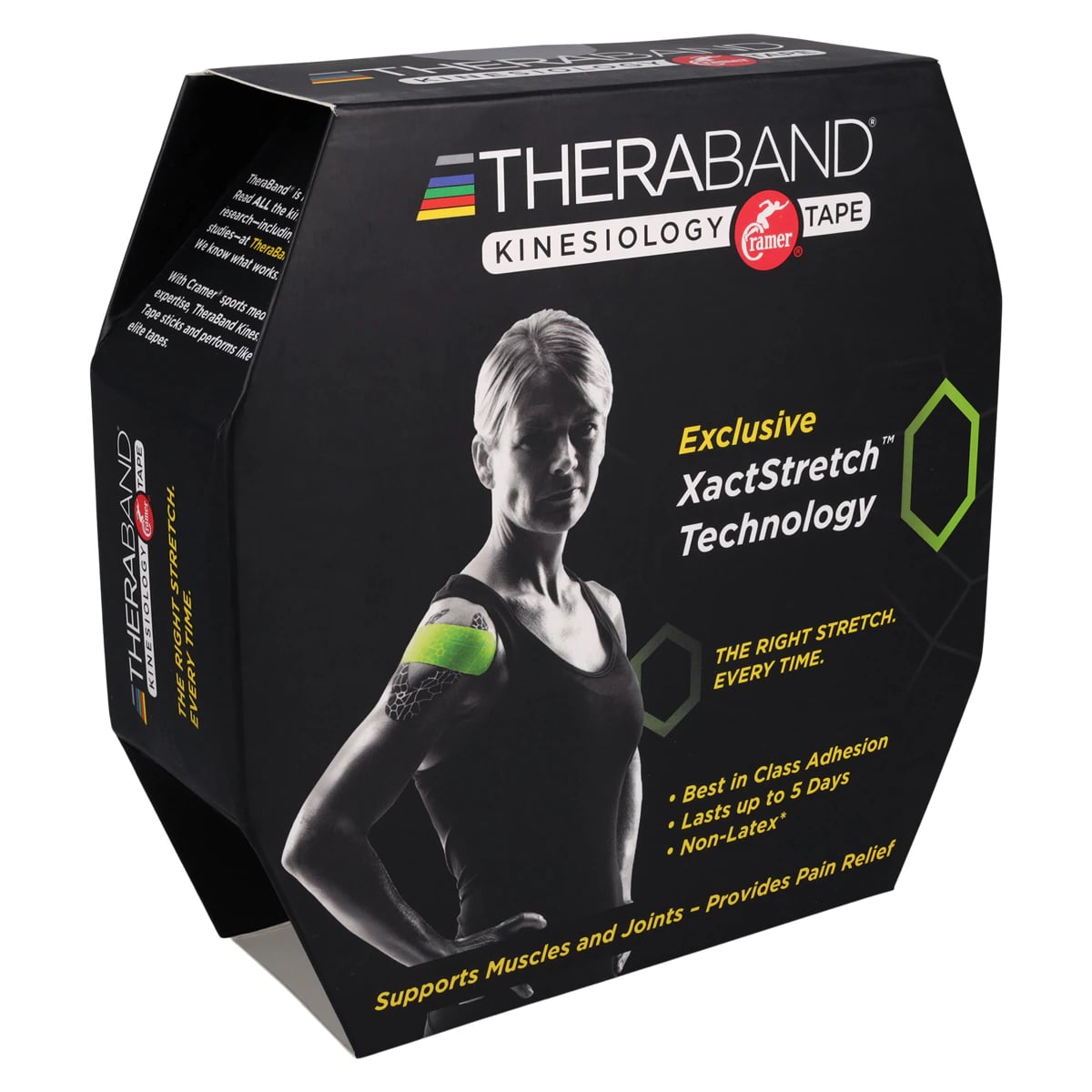 TheraBand K Tape Black, 2" x 103.3', 98% Cotton/2% Spandex, Latex-Free, Single Roll