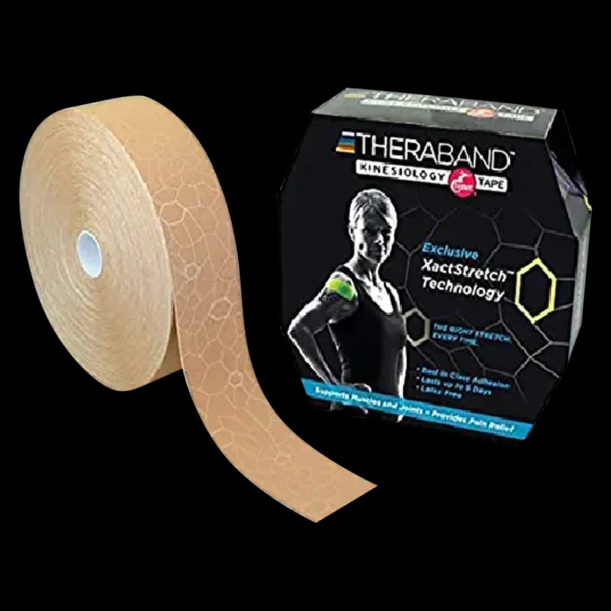 TheraBand K Tape Kinesiology Tape, Cotton, 2" x 103.3', Beige, Latex-Free
