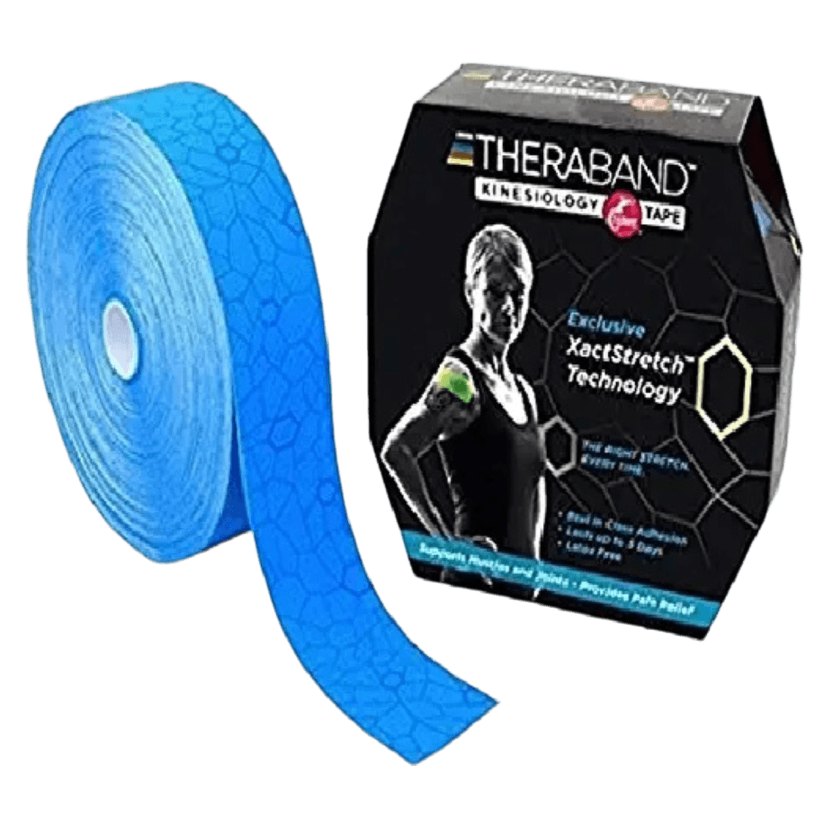 TheraBand K Tape Kinesiology Tape, Cotton, 2" x 103.3', Blue, Non-Latex