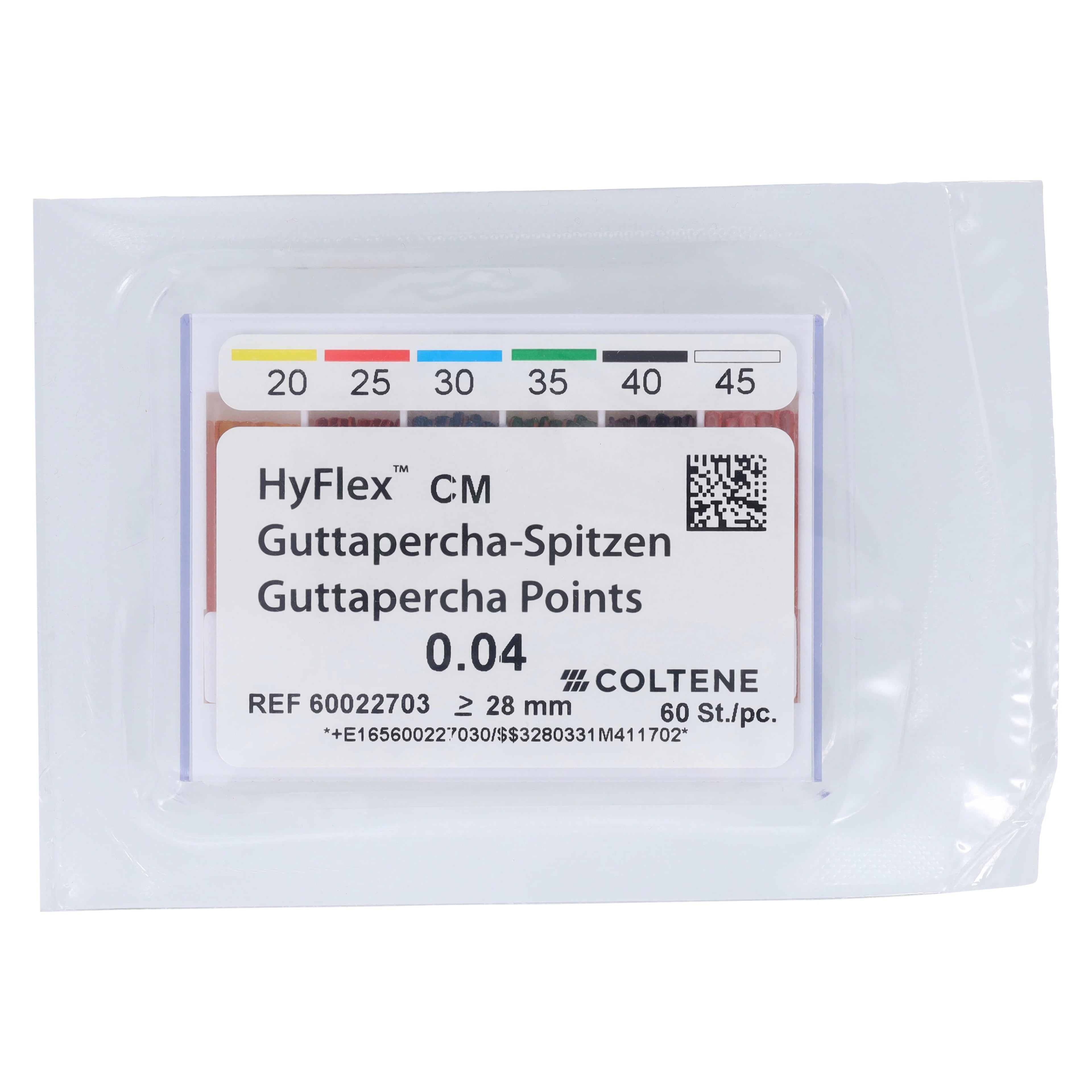HyFlex CM Gutta Percha Points, .04 Taper, Assorted #20-45, 60/Pk, 60022703