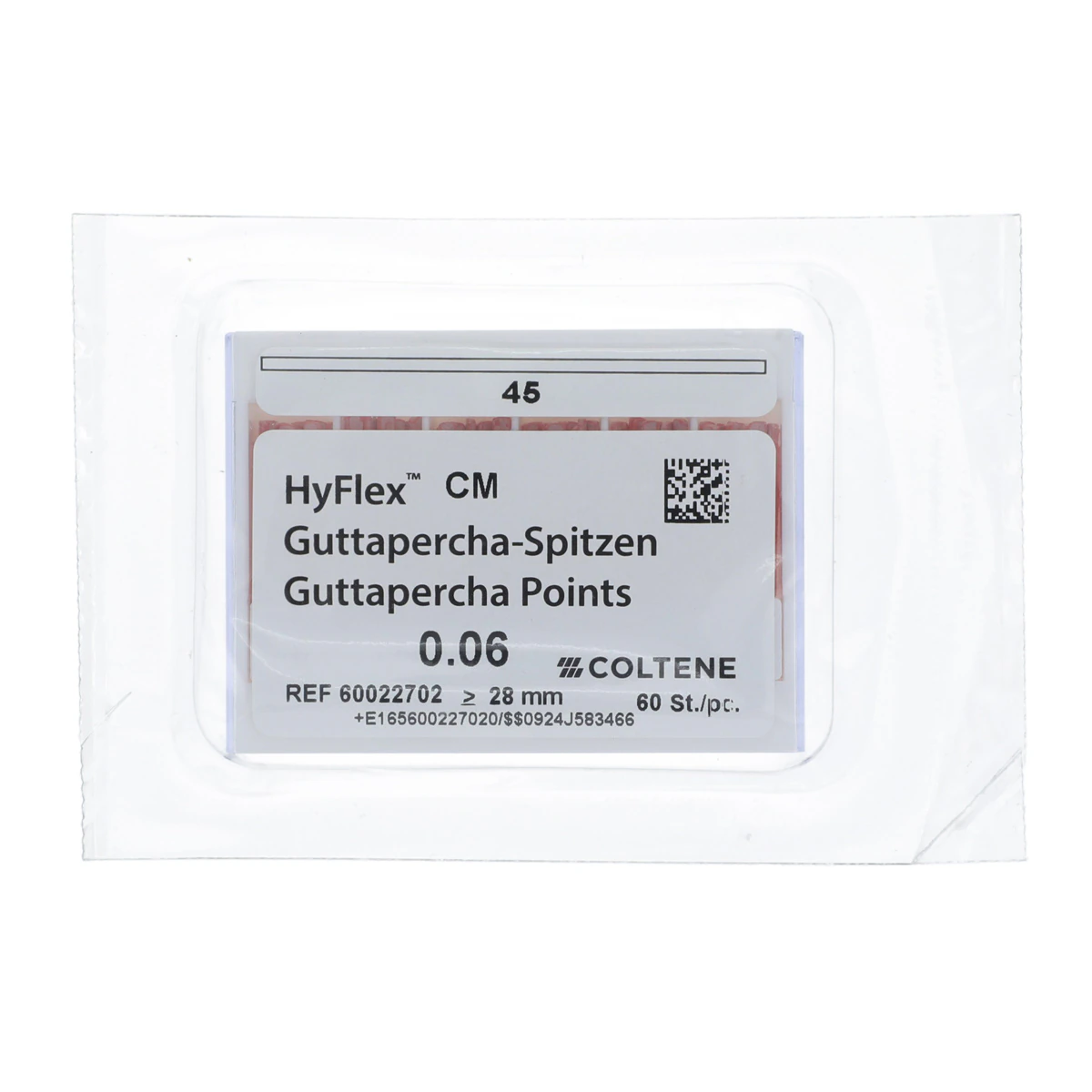 HyFlex CM Gutta Percha Points, .06 Taper, ISO #45, White, 60/Pk, 60022702