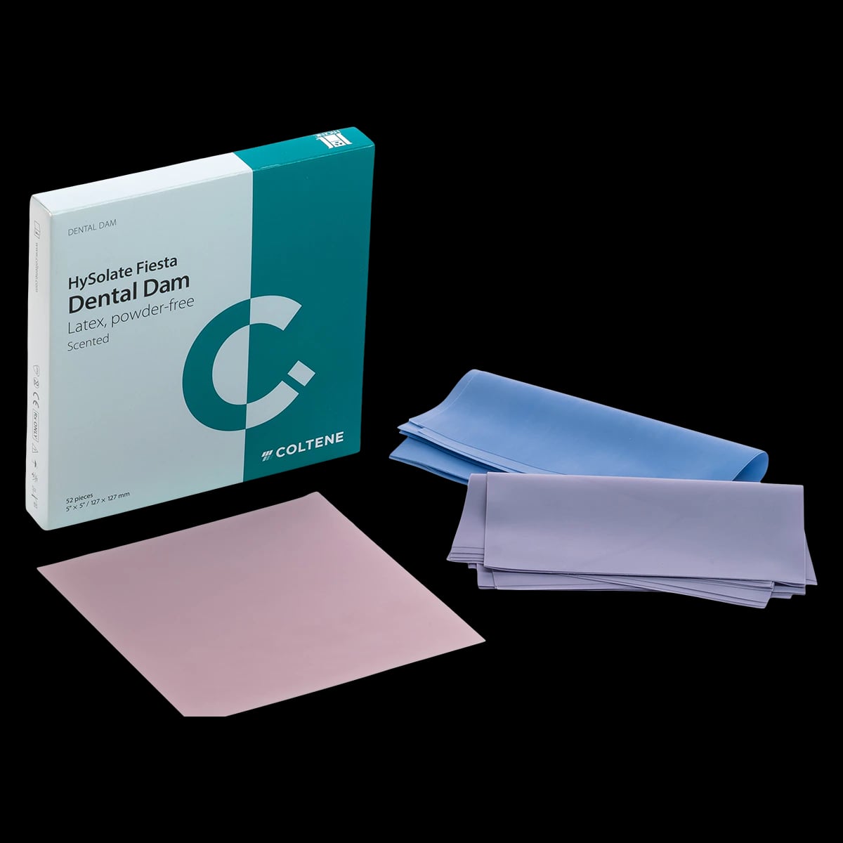 HySolate Latex Dental Dam, Light Medium, 5" x 5" (127 x 127 mm), Powder Free, Low Protein, 364/Box, 60034432