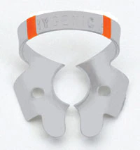 Hygenic Fiesta Color-Coded Rubber Dam Clamp, #4, Winged, Orange, Small Upper Molars/Deciduous Teeth, 1/Pk, H09959