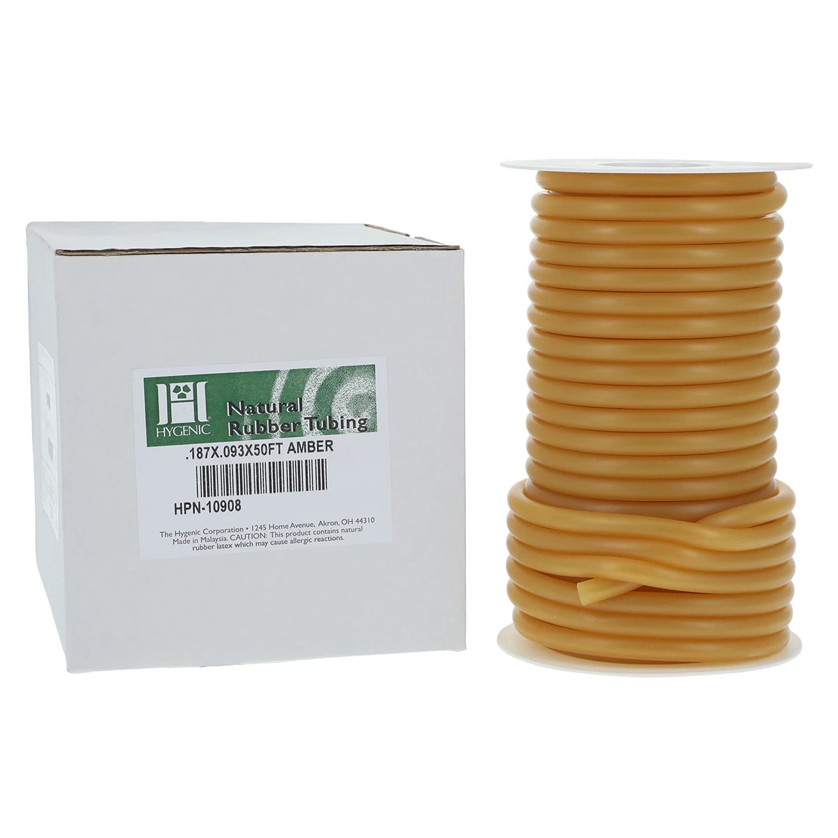 Coltene Hygenic Natural Rubber Latex Tubing, 3/16" Bore x 3/32" Wall, Amber, 50 Ft Roll, #676