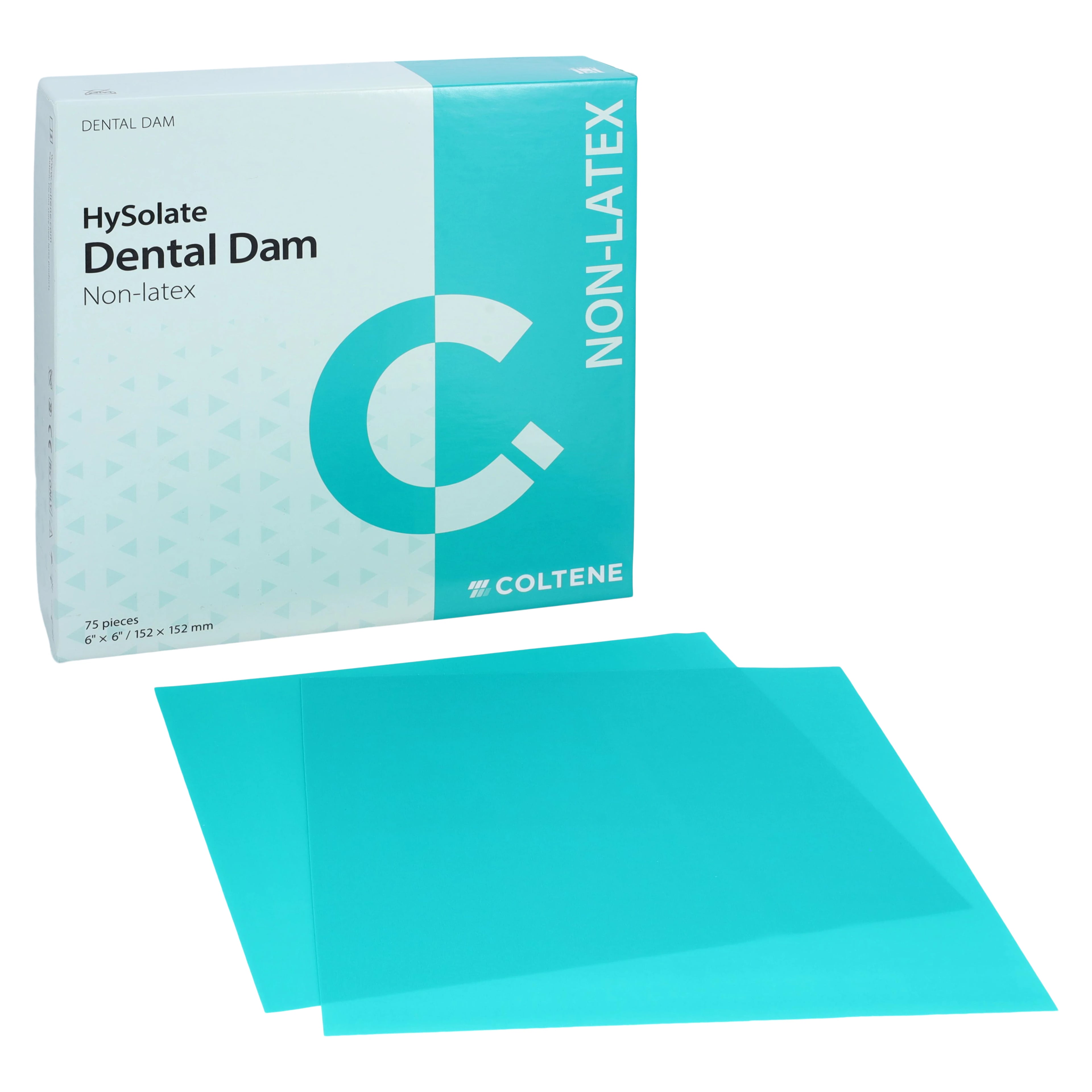 Coltene Hygenic HySolate Non-Latex Dental Dam, 6" x 6", Medium, Teal Green, 75/Box, H09106
