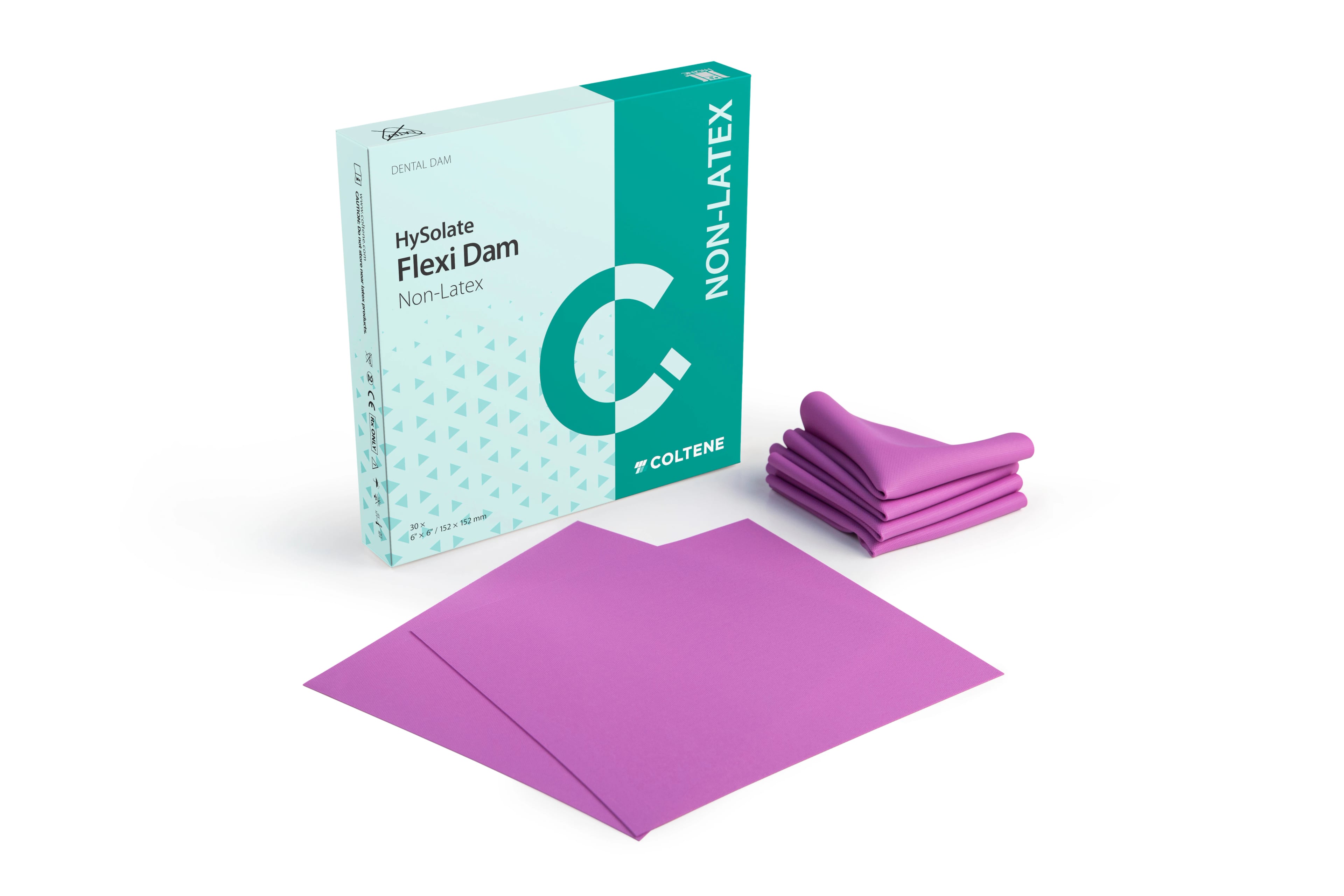 HySolate Flexi Dam Non-Latex Dental Dam, 6" x 6", Medium Gauge, Green, 30/Box, H09946