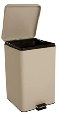Brewer Waste Can, Step-On Metal, 32 Qt, Stainless Steel/Enamel Finish, Overlapping Lid