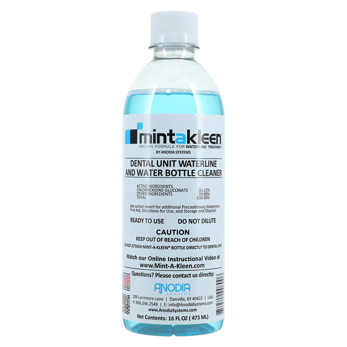Mint-A-Kleen Dental Waterline Cleaner, 16 oz Bottles, Case of 6, MAK-OZ-6