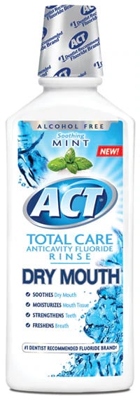 ACT Total Care Dry Mouth Oral Rinse, Soothing Mint, 0.02% NaF, 18 oz/Bottle