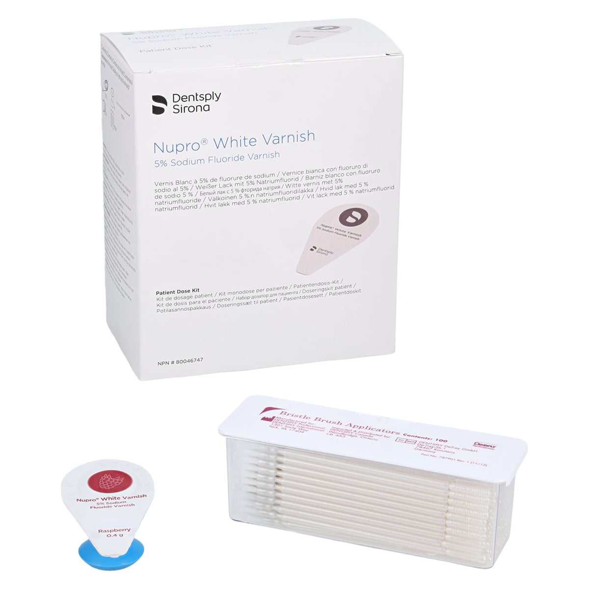 NUPRO 5% Sodium Fluoride White Varnish, Raspberry, 0.4 g Unit Dose, 100/Box, 130214