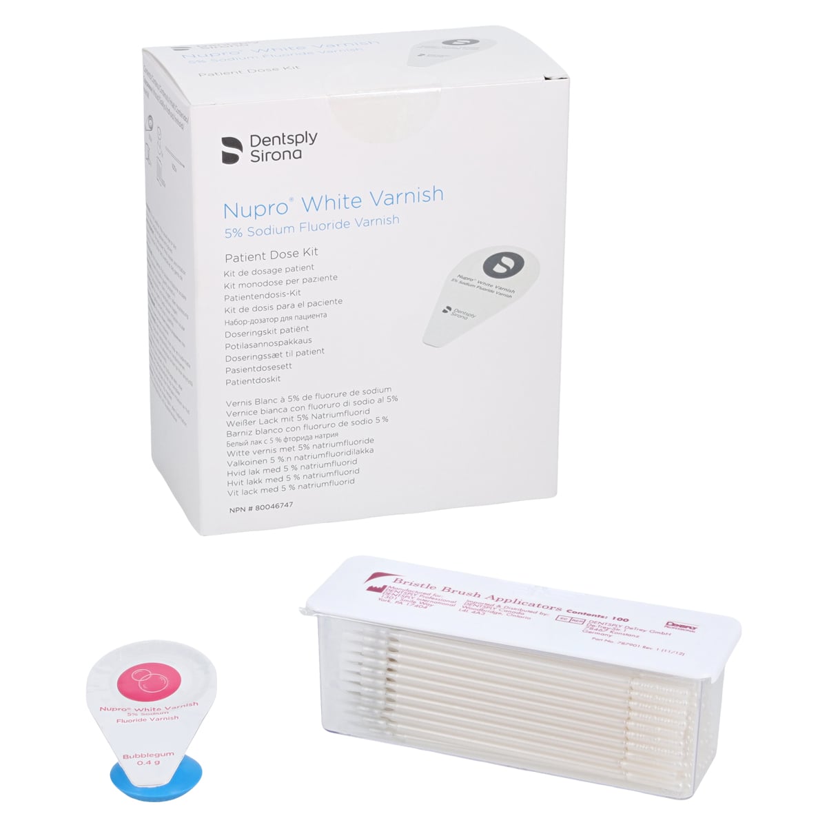 NUPRO 5% Sodium Fluoride White Varnish, Bubblegum, 0.4 g Unit Dose, 100/Box, 130219