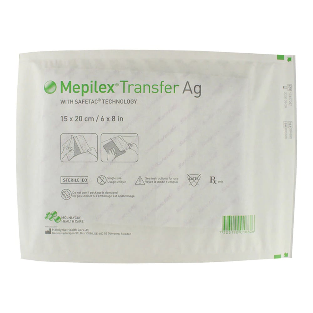 Mepilex AG Antimicrobial Foam Dressing with Safetac Technology, 4 x 5 inches, Sterile, Box of 5