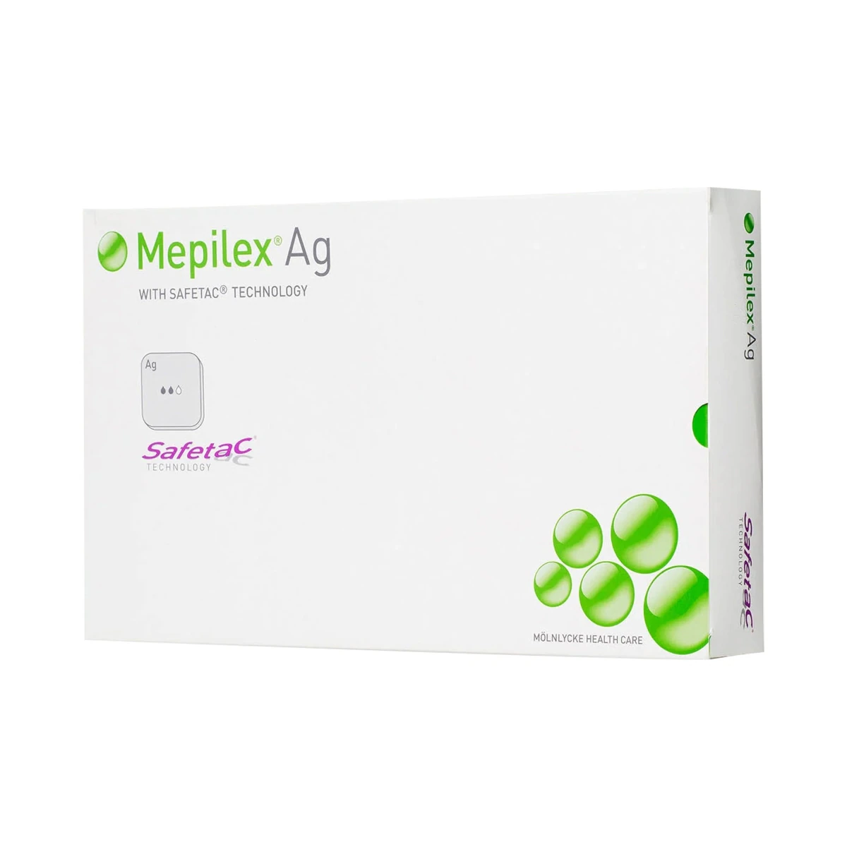 Mepilex Ag Antimicrobial Polyurethane Foam Dressing, 4" x 5", Sterile, Mildly Adhesive, Gentle Adherent, Latex-Free