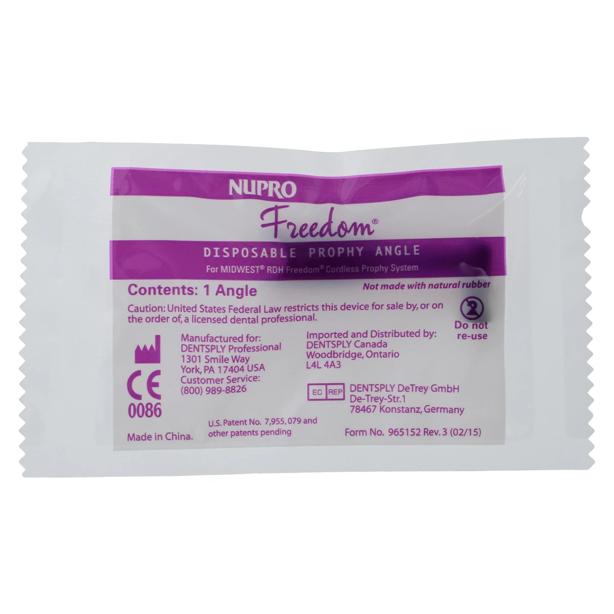 NUPRO Freedom® Slim Disposable Prophy Angles, Soft Cup, 90° Angle, 1200/Box, 965064