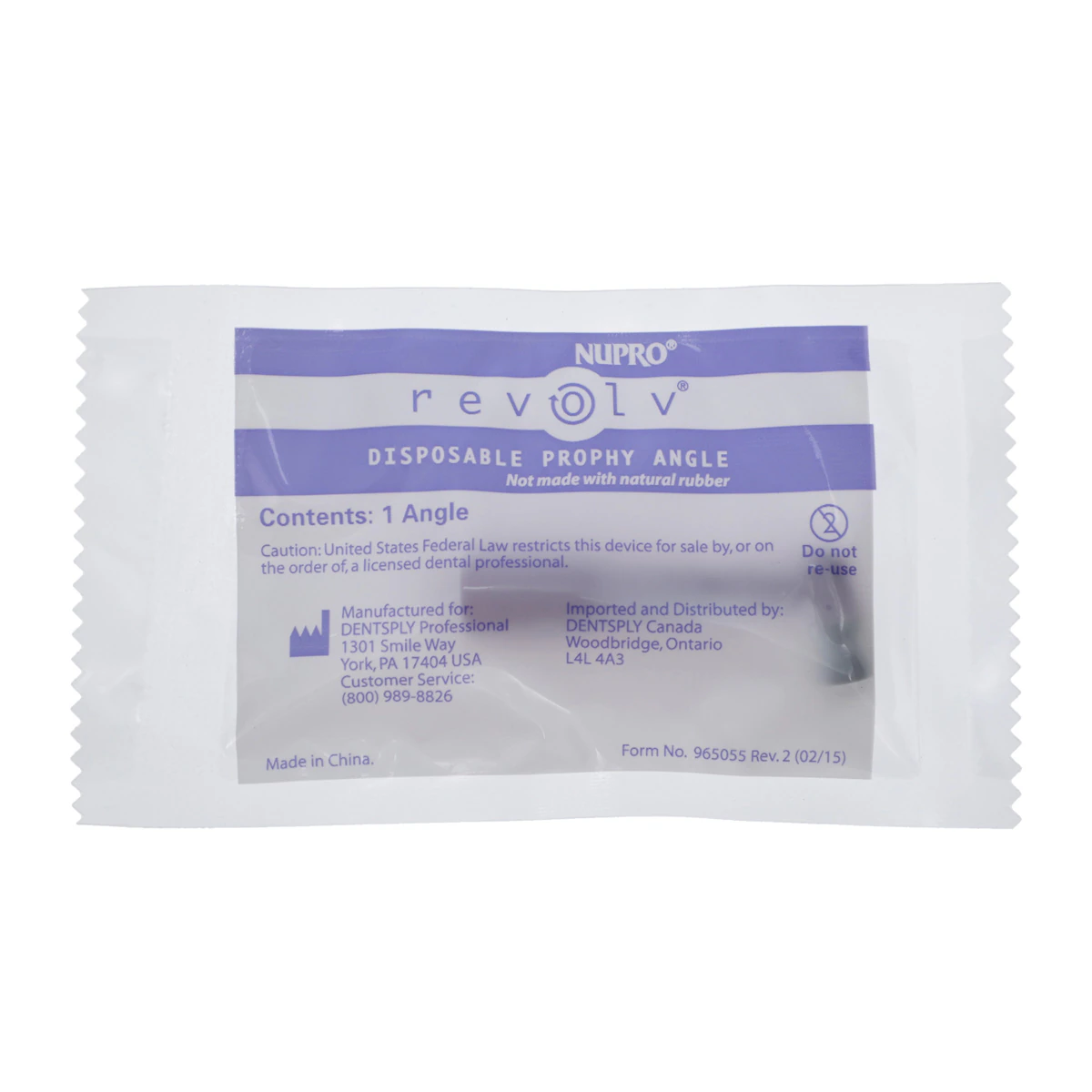 NUPRO revolv® Slim Disposable Prophy Angles, Contra Angle, Spiral Cup, Lavender, 1200/Box, 965069