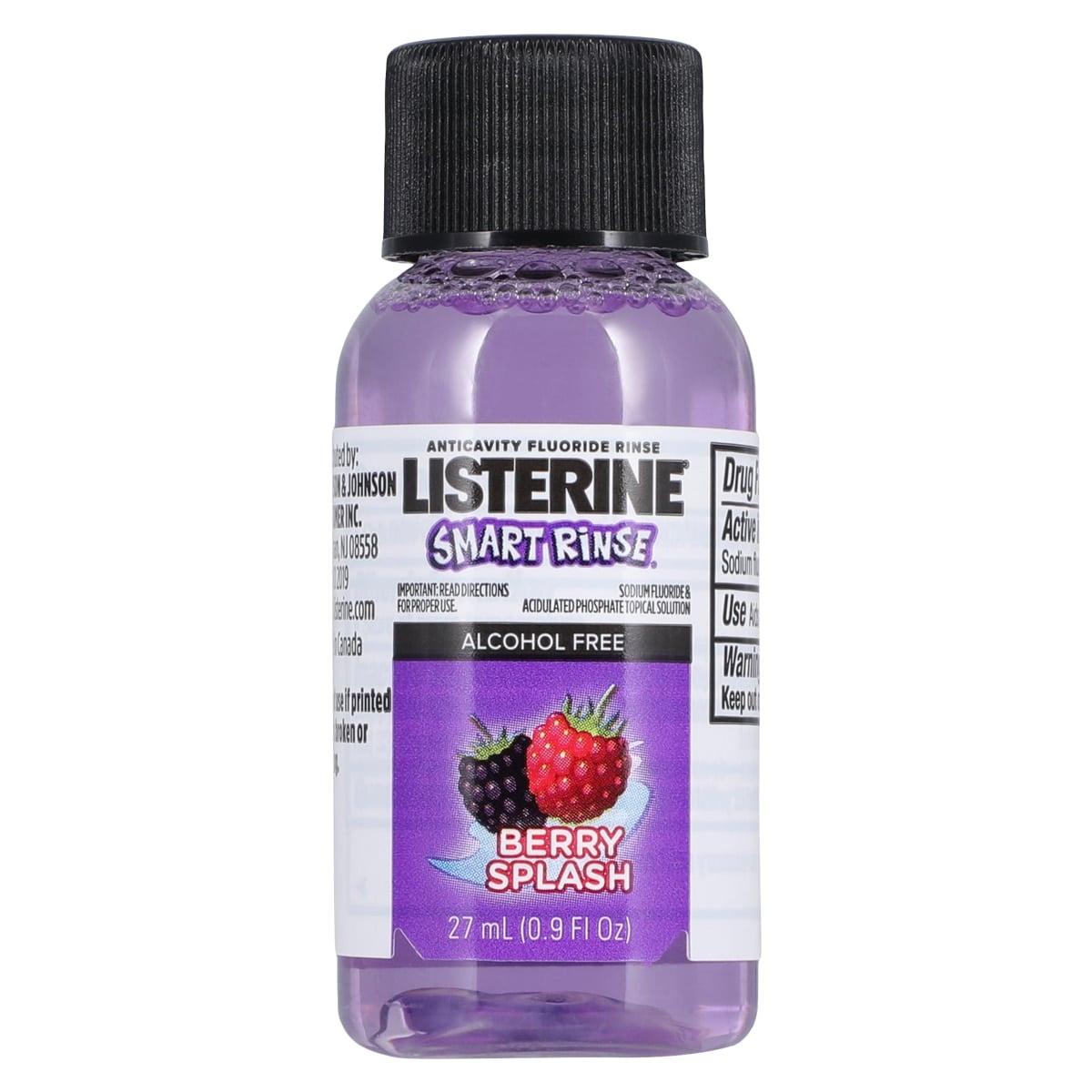 Listerine Smart Rinse Anticavity Berry Mouth Rinse, Alcohol Free, Child Formula, 27 mL, 72/Case