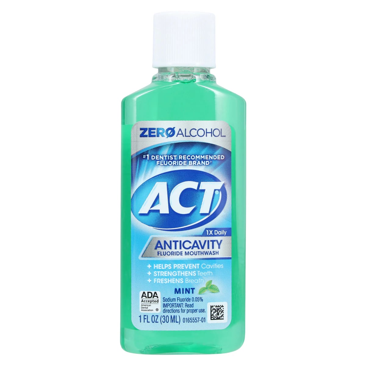 ACT Anticavity Fluoride Rinse, Alcohol Free, Mint, 1 oz Bottle, 48/Pkg