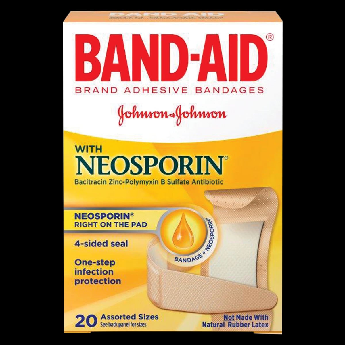 Band-Aid Plus Antibiotic Adhesive Bandage, Plastic, Assorted Sizes, Flesh, Sterile, 20/Box