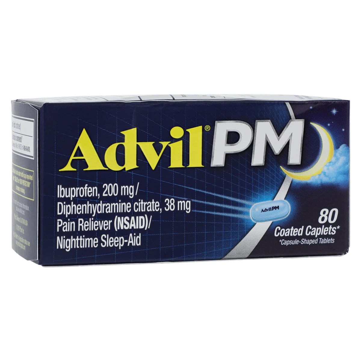 Advil PM Caplets, 200mg Ibuprofen / 38mg Diphenhydramine HCl, 80 Count Bottle