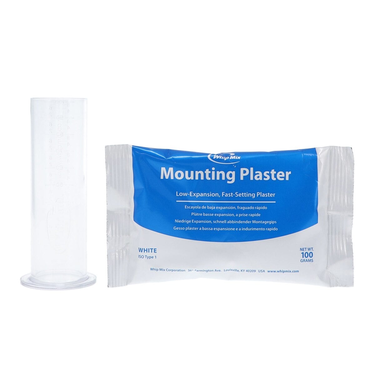 Whip Mix Mounting Plaster, Pre-weighed 100g Envelopes, Fast Set, White, 100/Pack, #15550