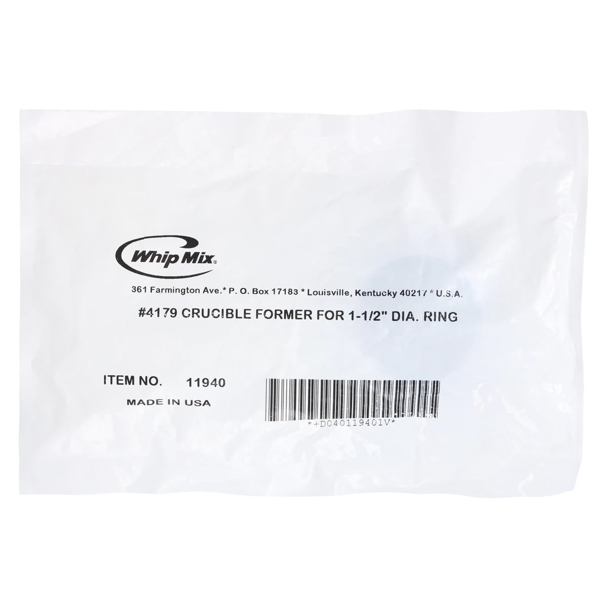 Whip Mix Crucible Former #4179, 1-1/2" Diameter, Conical, Plastic
