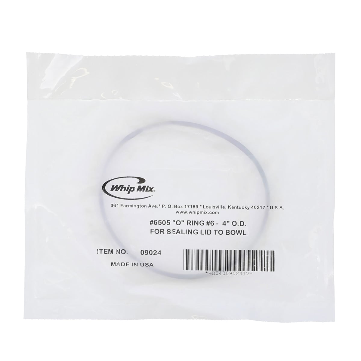Whip Mix #6505 O Ring #6, Vac-U-Care Lid Seal, Pkg/1, #09024
