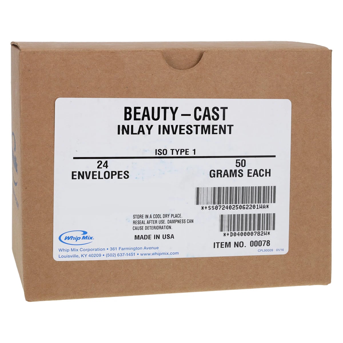 Whip Mix Beauty-Cast Inlay Investment, 50g, Box of 24, #00078