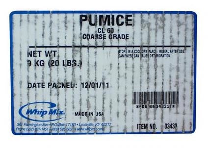 Whip Mix Pumice, Coarse Grit, Grade CL-60, 20 lb Carton, 03433