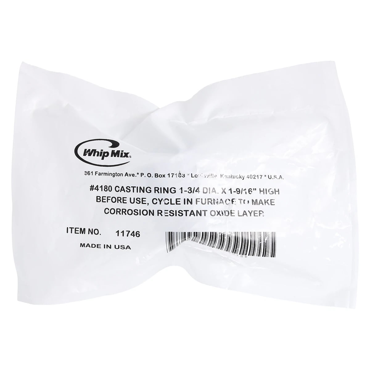 Whip Mix Casting Ring #4180, 1-3/4" Diameter x 1-9/16" Height, Stainless Steel