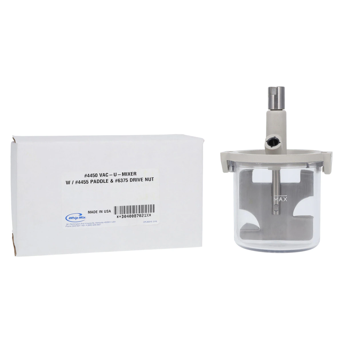 Whip Mix Vac-U-Mixer #4450, 300 ml with #4455 Paddle Assembly and Drive Nut #6375