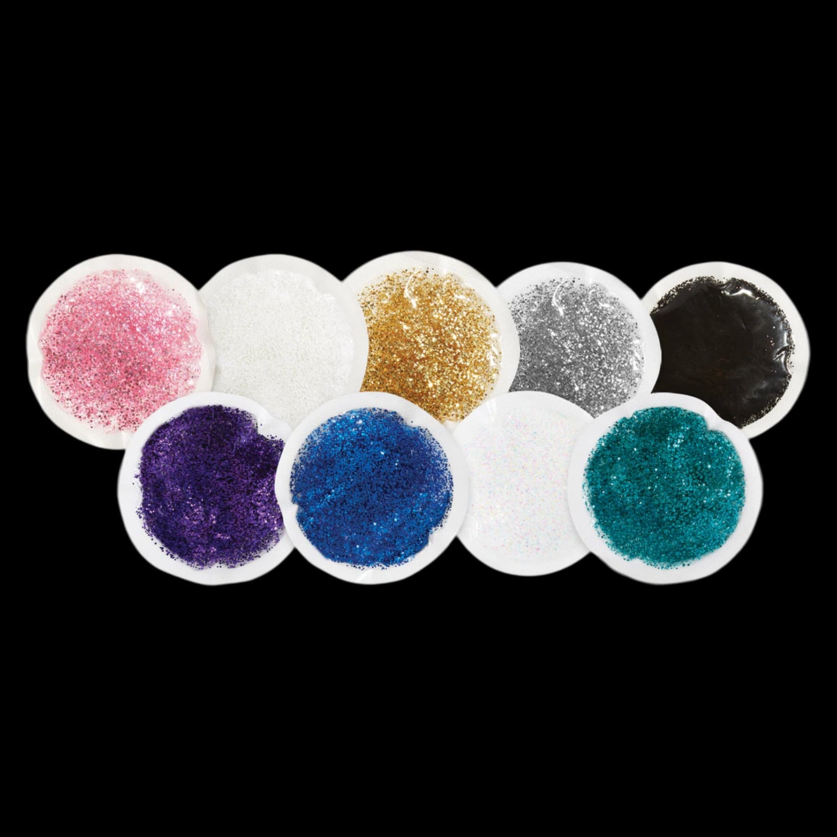 Cool Jaw® Black Glitter Cold Soft-Sided 4" Round Gel Pack, Case of 50, T-430