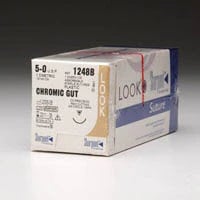 Chromic Gut Surgical Suture with C3 Needle (PRC), 3/8 Circle, 18"/45 cm, # 4-0, 12/Pk, 595B