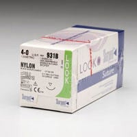 Look Nylon Suture with C1 Needle, Black Monofilament, Non-Absorbable, 7-0, 18" (45 cm), 3/8 Circle Precision Reverse Cutting, 12/Pk, 1276B