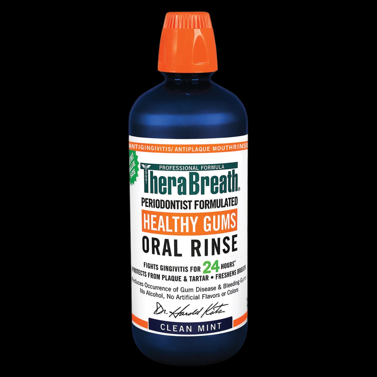 TheraBreath Clean Mint Oral Rinse, Alcohol Free, 1 Liter (33.8 fl oz), 2/Pack