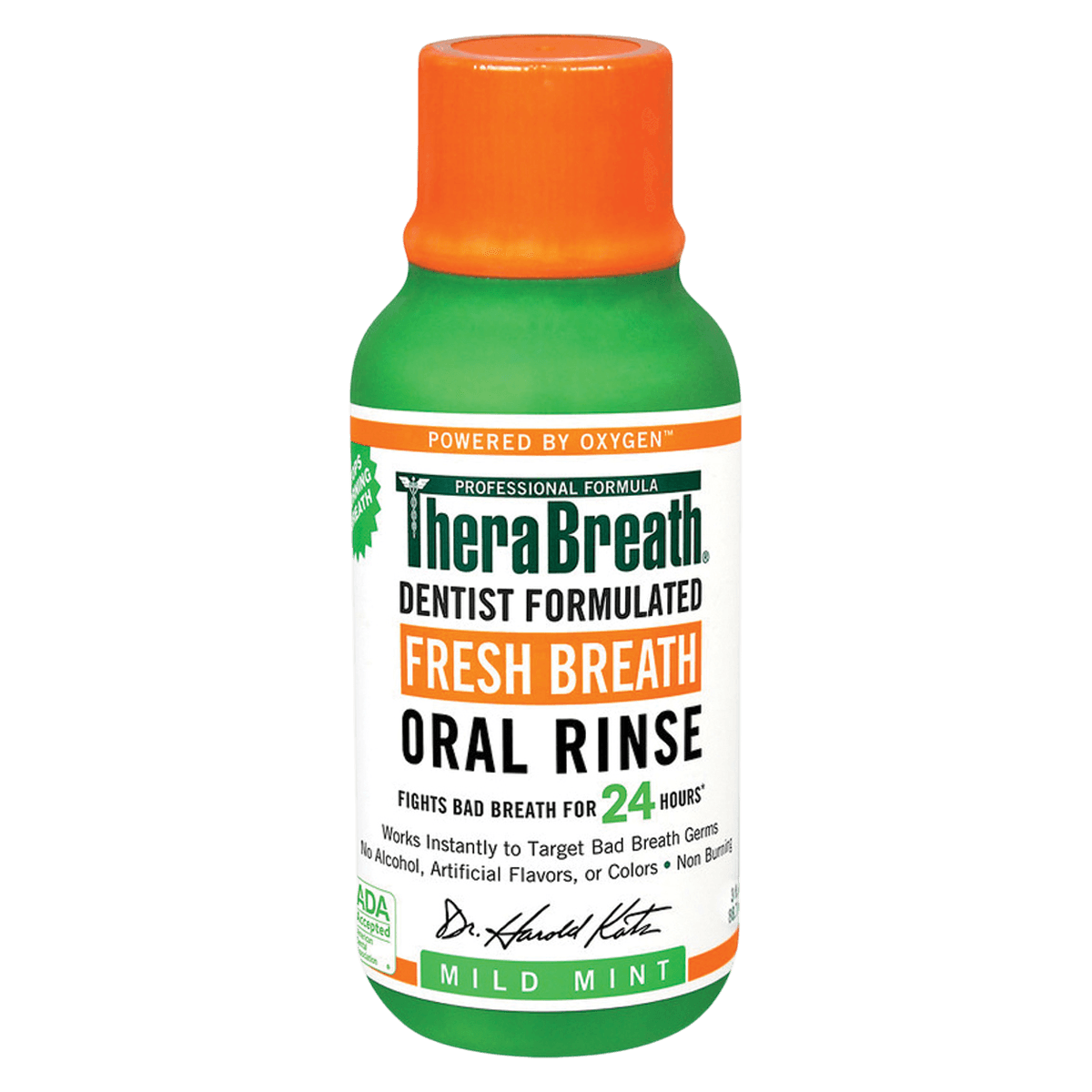 TheraBreath Oral Rinse, Mild Mint, Alcohol Free, 3 oz, 72/Case