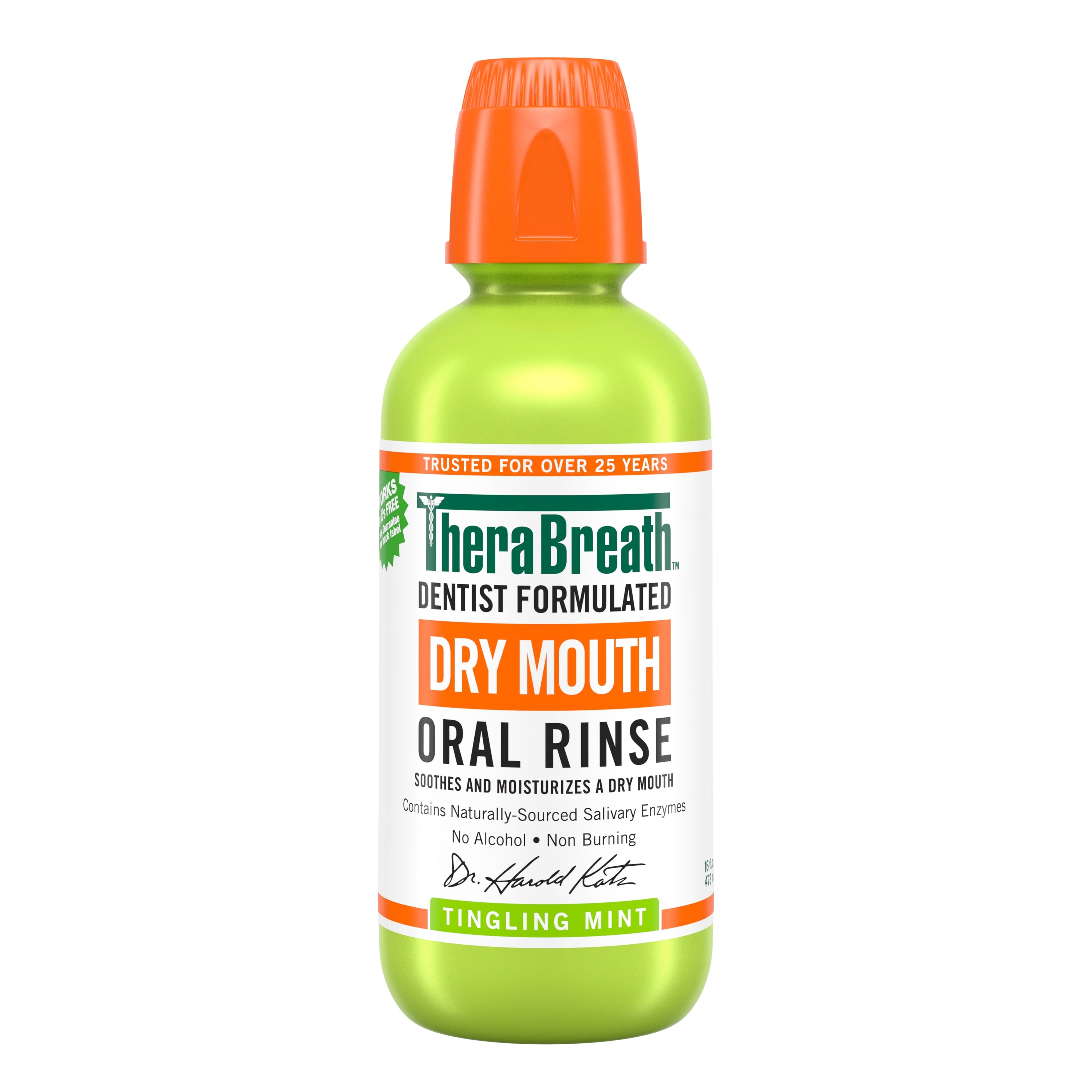 TheraBreath Dry Mouth Oral Rinse, Tingling Mint, Alcohol-Free, 16 oz, 3/Pack