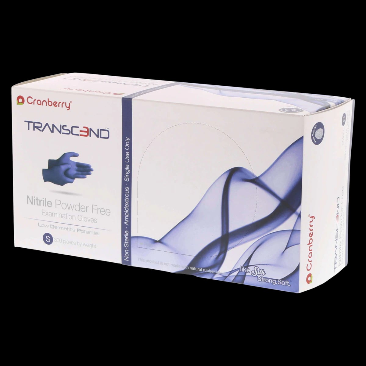 Cranberry Transcend 300 Nitrile Exam Gloves, Powder Free, Non-Sterile, Small, Matte Blue, 300/Box, CR3366
