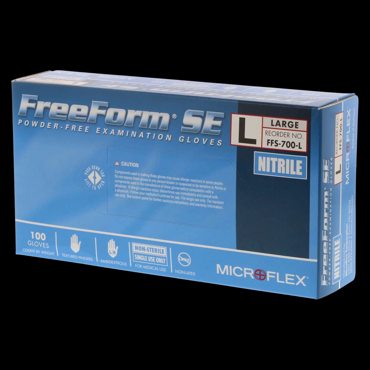 FreeForm SE Nitrile Exam Gloves, Powder Free, Non-Sterile, Large, Blue, 100/Box, FFS-700-L