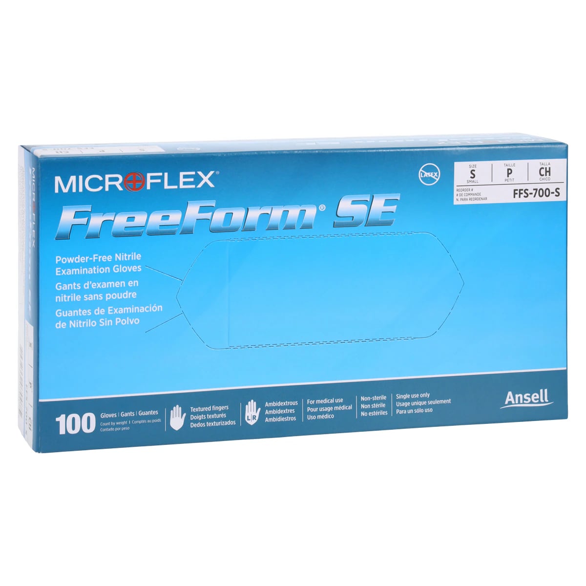 FreeForm® SE Supersoft Nitrile Exam Gloves, Powder Free, Non-Sterile, Small, Blue, 100/Box, FFS-700-S