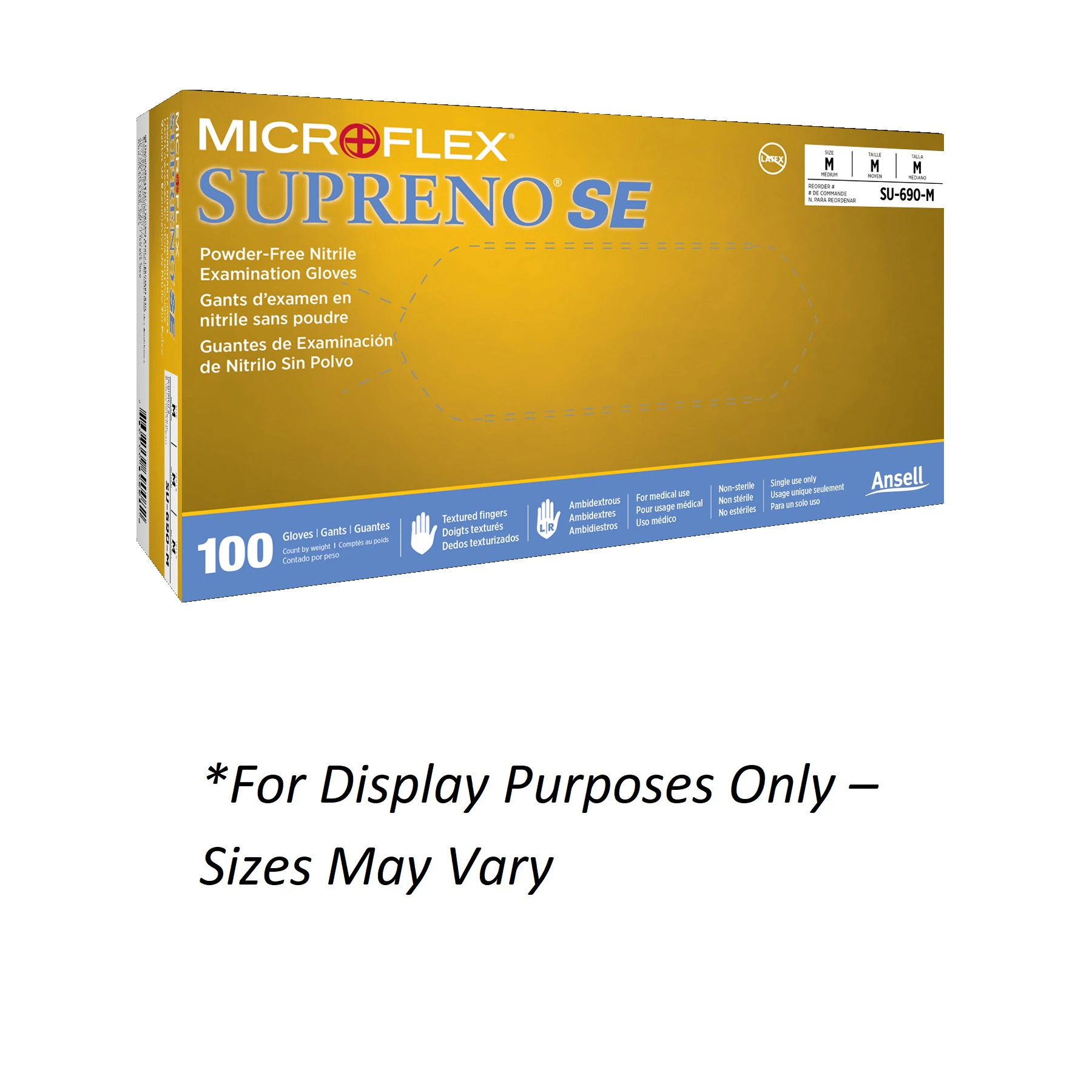 Microflex Supreno SE PF Nitrile Exam Gloves, Powder-Free, Non-Sterile, X-Small, Blue, 100/Box, SU-690-XS